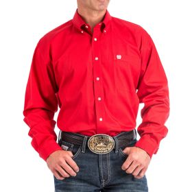 Cinch Men's Long Sleeve Solid Red Shirt 